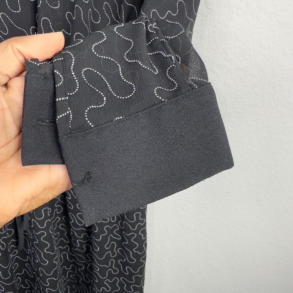 Club Monaco Dress Womens 10 Black Abstract Chiffon Preppy Parisian Minimalist - Picture 8 of 8